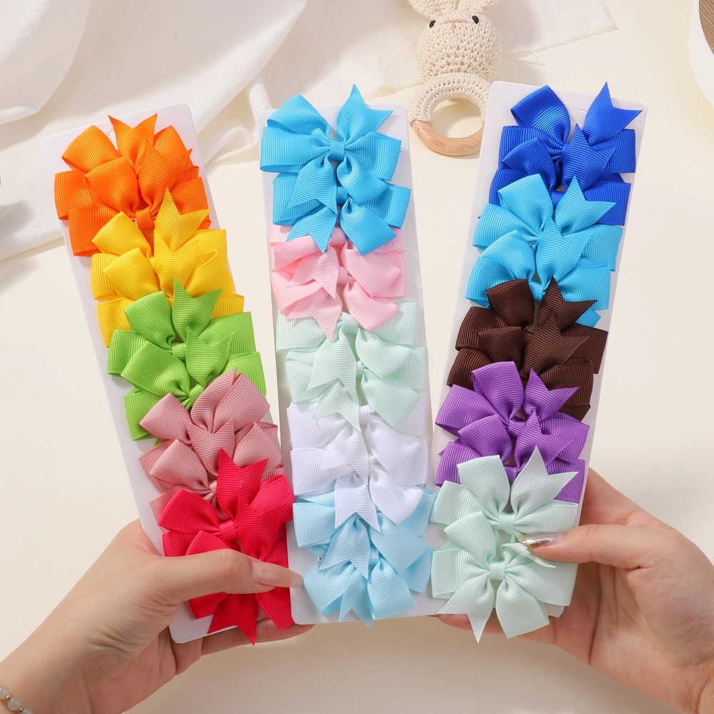 Top Trends: 10PCS / Set Solid Grosgrain Ribbon Hair Bows With Clips Girls Small Bow For Children Headwear DIY Kids Baby Hair Accessories Shoppable Styles - Image 2