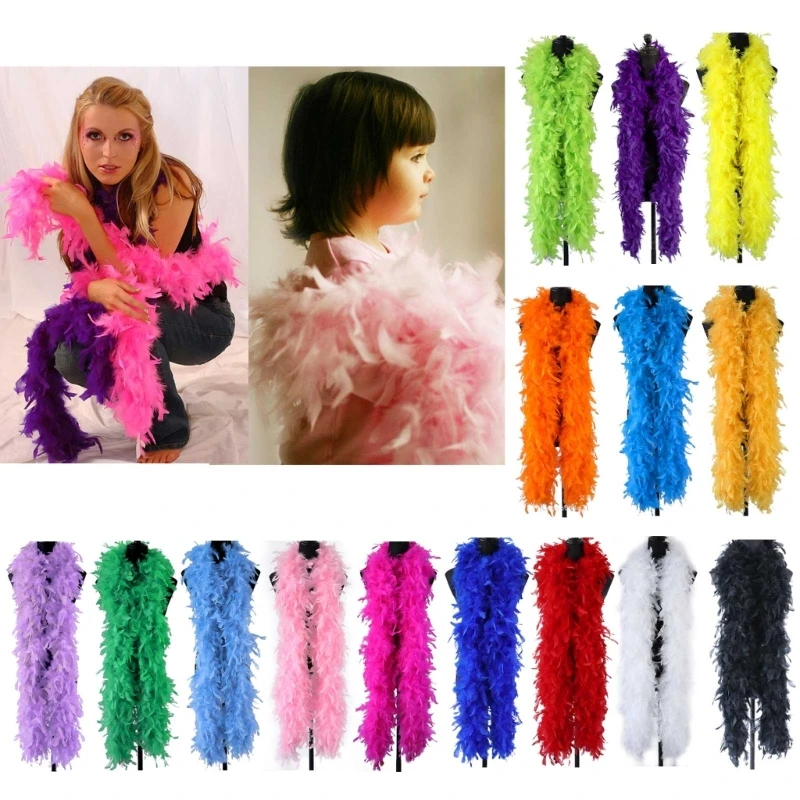 Top Trends: Feather Boa Plush Feather Trim Stripe Shawl For Wedding Dress Clothes Decors Shoppable Styles