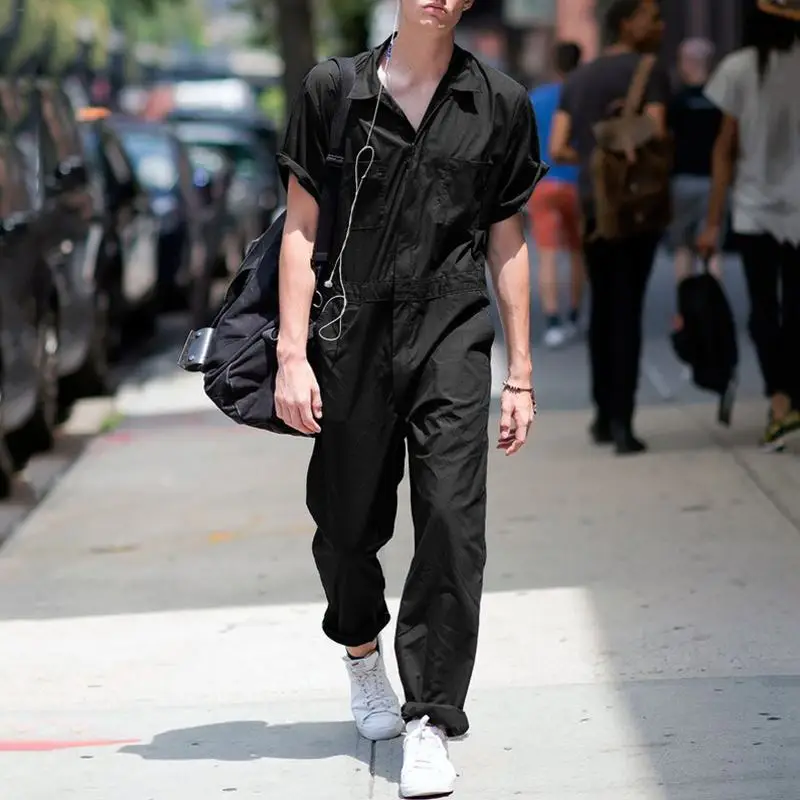 Top Trends: 2023 Zipper Overalls Jumpsuit Casual Streetwear Solid Color Lapel Short Sleeve Shirt And Pants Work Clothing Multiple Pockets Shoppable Styles