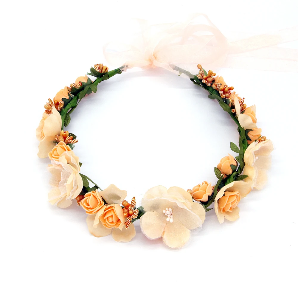 Top Trends: Wreath Women Flowers Tiara Flower Princess Crown Girl Bohemian Hair Accessories Woman Garland Guest Wedding Headdress Headband Shoppable Styles - Image 2