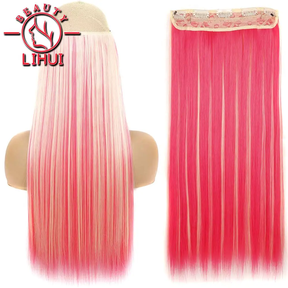 Top Trends: Synthetic Natural Synthetic Hair Extensions 5 Clip In Artificial Fake Ombre Blonde Brown Black Pink Straight False Hair Piece Shoppable Styles