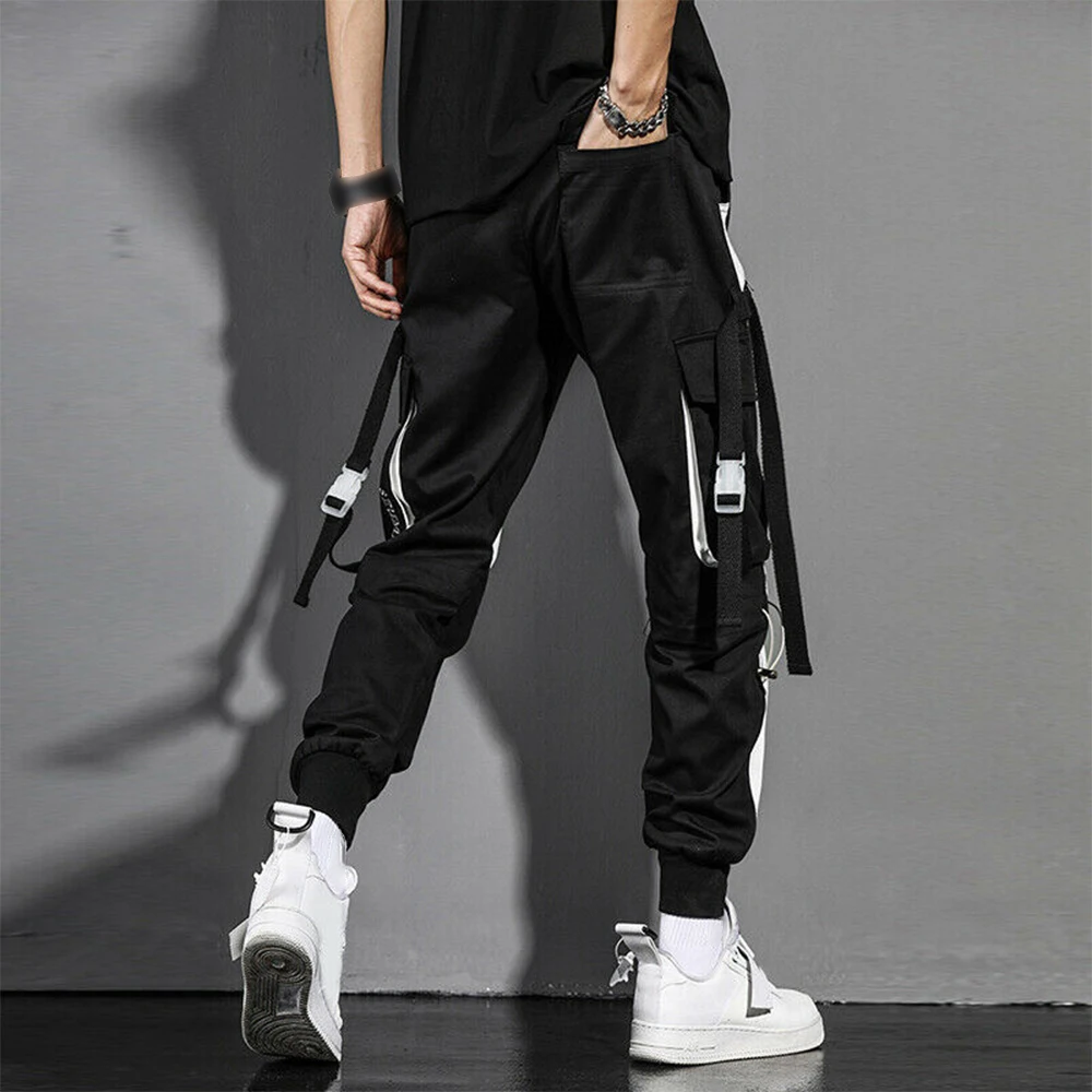 Top Trends: Mens Cargo Pants Casual Trousers Pocket Streetwear Joggers Hip Hop Harem Pants Multi-Pocket Ribbons Male Sweatpants Harem Pants Shoppable Styles - Image 4