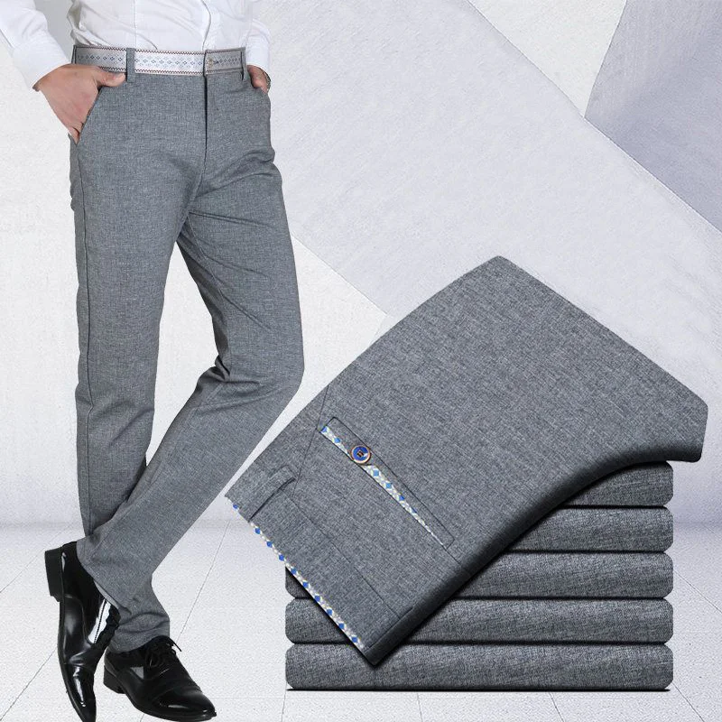 Top Trends: Business Office Men Suits Pants Spring Autumn Thin Streetwear Fashion Casual Solid Elastic Slim Male Clothes Straight Trousers Shoppable Styles