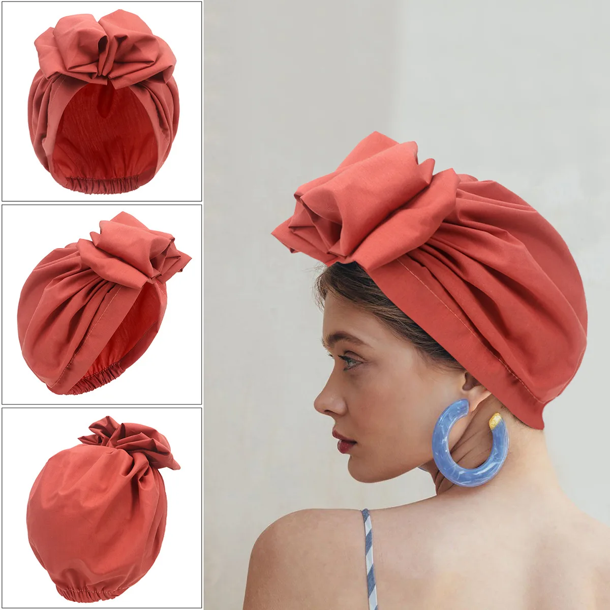 Top Trends: 2022 French Retro Women Turban Cap Flower Ladies Headwrap Beanies Muslim Headscarf Bonnet Female Headpiece Shoppable Styles - Image 3