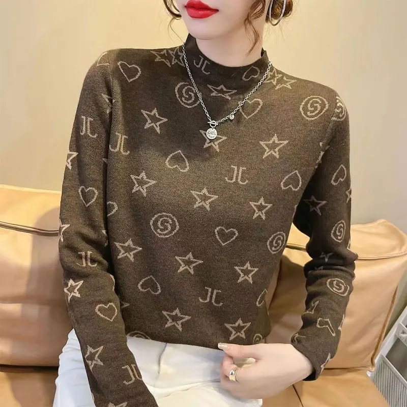 Top Trends: Half High Collar Sweaters Pullovers Women&#039;s Clothing Autumn Winter Fleece All-match Slim Jumpers Long Sleeve Tops Warm Pullovers Shoppable Styles