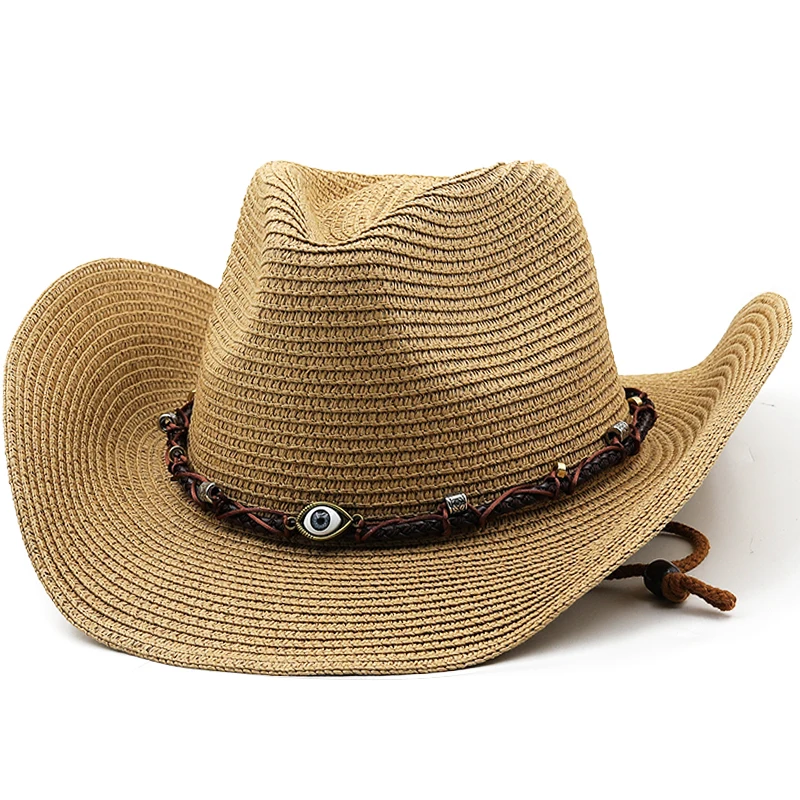 Top Trends: Summer Western Cowboy Hat Men Women New Fashion 2022 Outdoor Beach Sun Caps Straw Hat Sombrero Hombre Cowgirl Jazz Cap Shoppable Styles