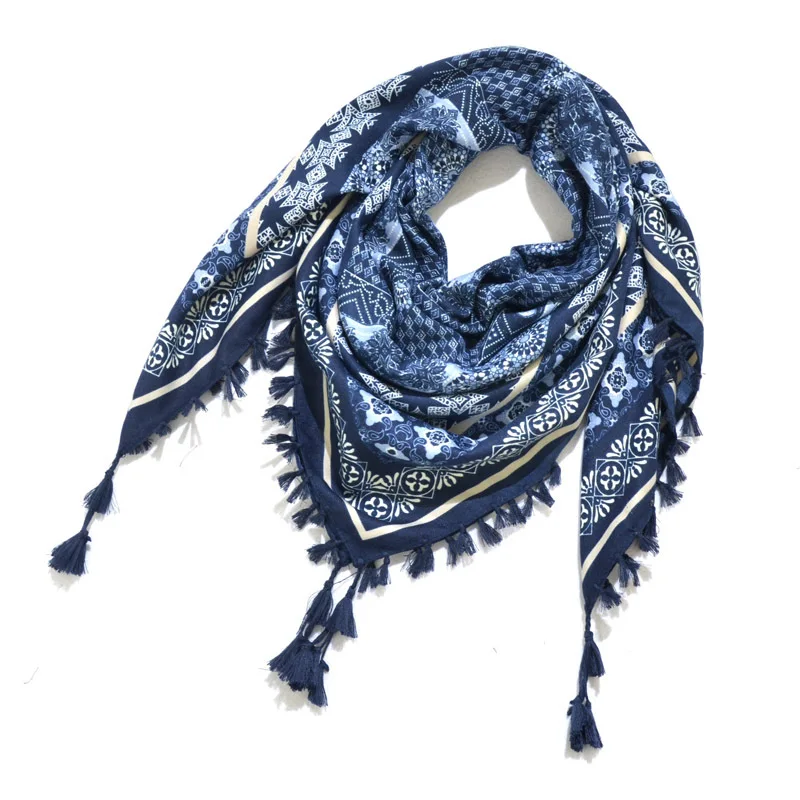 Top Trends: Spring Big Square Scarf Quality Cotton Tassel Wrap Hair Head Hijab Retro Vintage Russia Luxury Brand Foulard Femme Bufanda Mujer Shoppable Styles