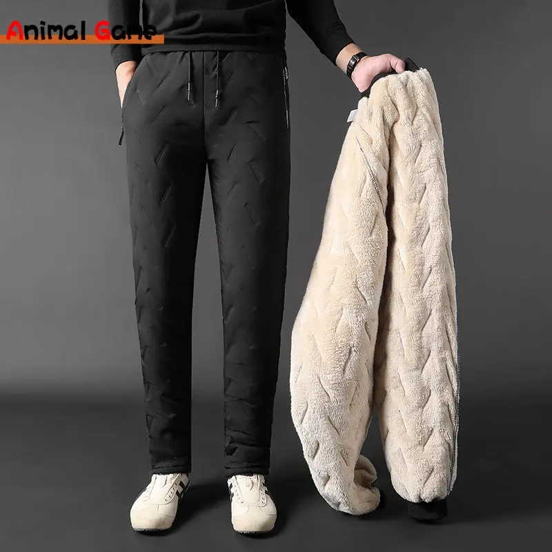 Top Trends: Winter Mens Pants Male Warm Proof Thermal Trousers Loose Zip Pockets Thicken Fleece Sweatpants Men Jogger Black Work 7XL Shoppable Styles