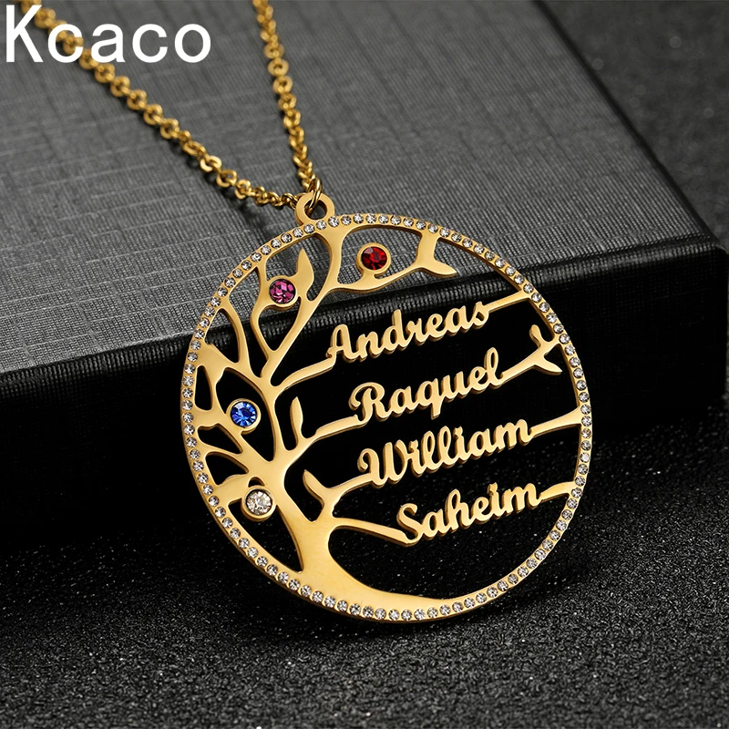 Top Trends: Customized 1-6 Names Cubic Zircon Pendant Necklace Personalized Stainless Steel Tree Of Life With Birthstone For Family Friends Shoppable Styles