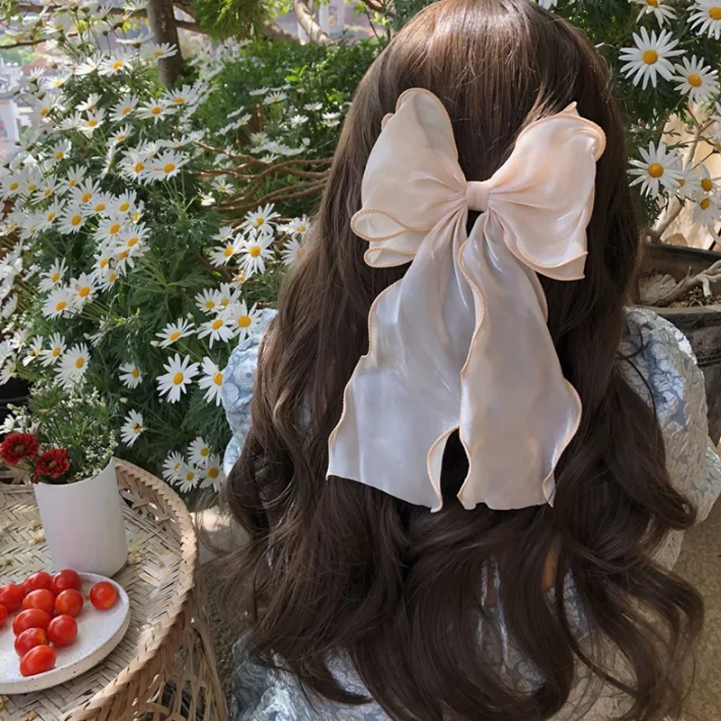 Top Trends: Korean Spring New Metal Chiffon Big Bow Spring Clip Holiday Party Elegant Hair Clip Women's Creative Fashion Hair Accessories Shoppable Styles - Image 2