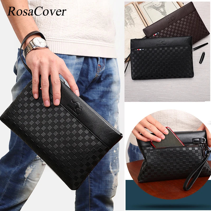 Top Trends: Wallet Leather Men Clutch Bag Briefcase Waterproof Business Underarm Envelope Bag Casual Large Capacity HandBag For Male Mobile Shoppable Styles