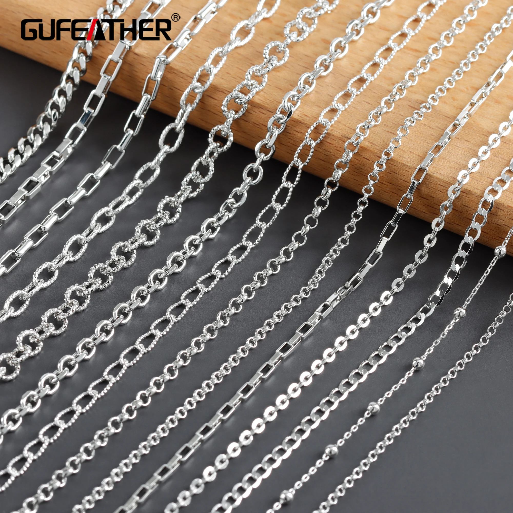 Top Trends: GUFEATHER C64, jewelry Accessories, rhodium Plated, copper Chain, pass REACH, nickel Free, diy Chain Necklace, jewelry Making, 3m / lot Shoppable Styles