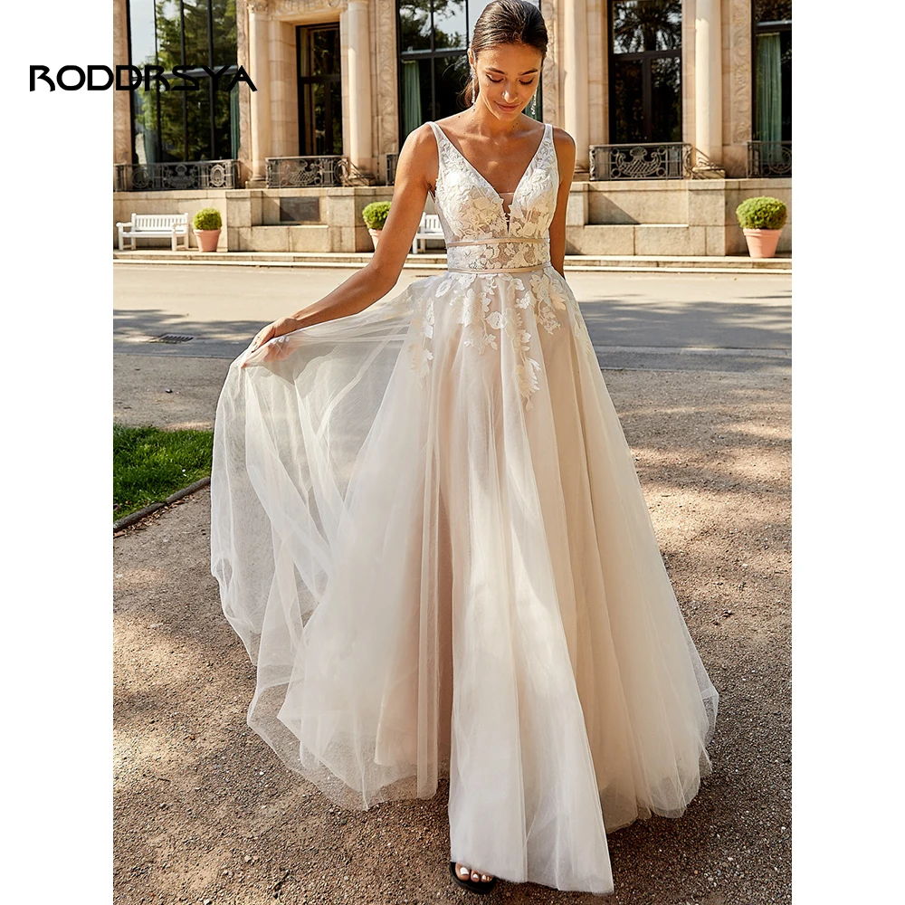 Top Trends: RODDRSYA Elegant Boho Wedding Dresses 2023 A-line V-neck Backless Appliques Bridal Gown Custom Made For Women Vestidos De Novia Shoppable Styles