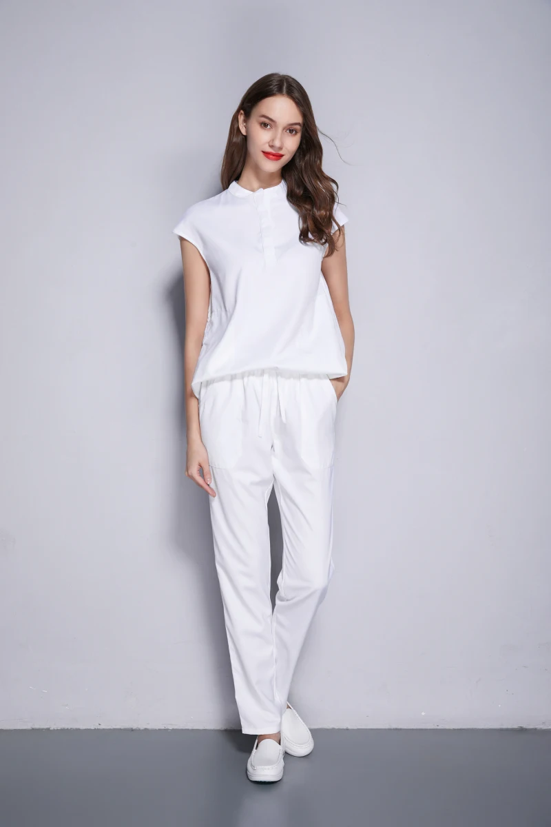 Top Trends: Sleeveless Stand Collar Fashion Women's Scrubs Set Face And Skin Spa Uniform Beauty Salon Working Clothes Leisure Wear Shoppable Styles