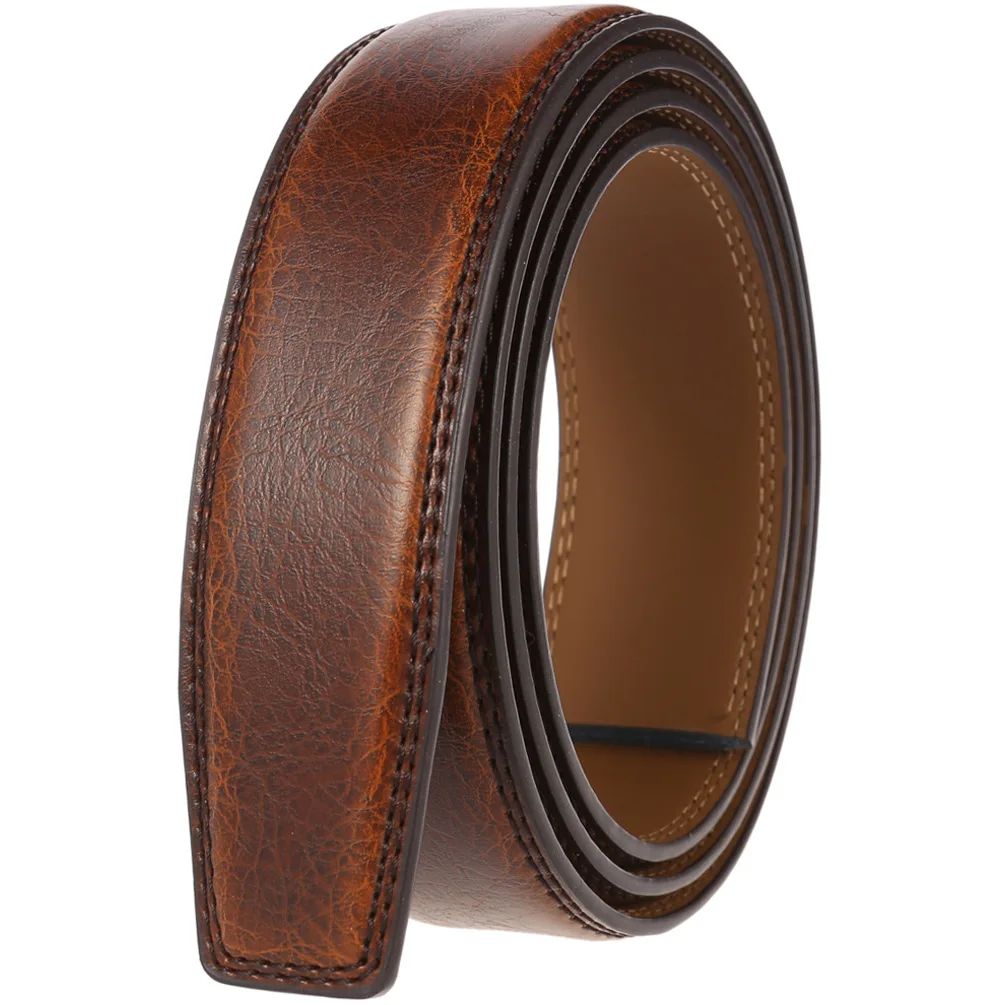 Top Trends: Hongmioo No Buckle 3.5cm Width Cowskin Genuine Leather Belt Men Without Automatic Buckle Strap Male Black Brown Blue Gray Shoppable Styles - Image 2