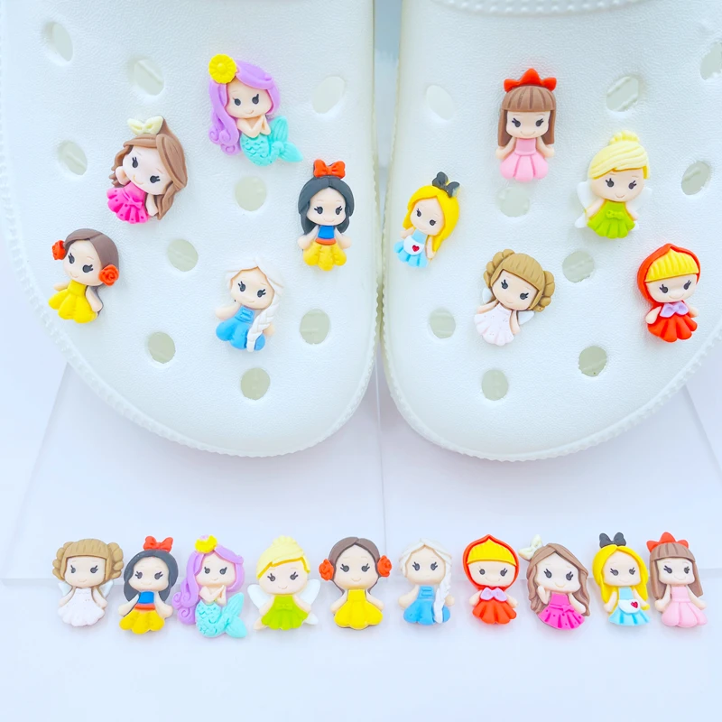 Top Trends: 1pc Cartoon Kids Resin Shoe Charms Accessories Fit JIBZ Croc Princess, Girl Clog Sandals Garden Shoe Decoration Party Gift Shoppable Styles