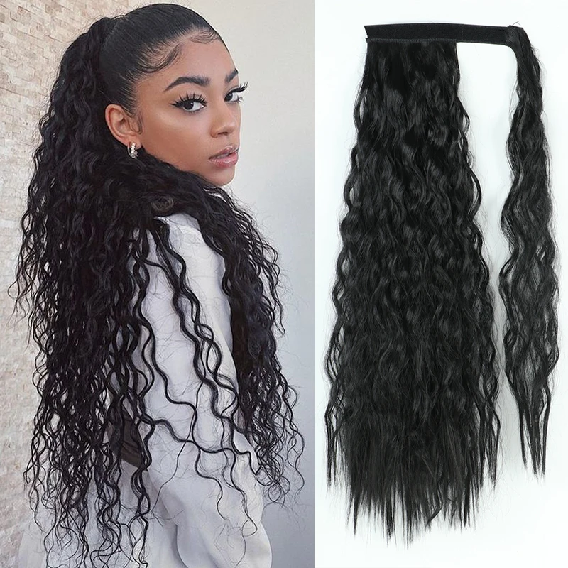 Top Trends: AZQUEEN Synthetic Long Natural Curly Ponytail Wrap Around Ponytail Hairpieces Black Heat Resistant Hair Extensions For Women Shoppable Styles