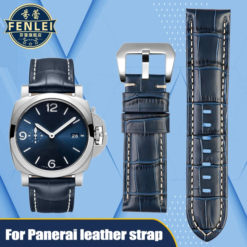 Top Trends: High Quality Waterproof Watch Band For Panerai PAM688 441 / 1313 Cowhide Leather Men's Blue Watch Strap Accessories 22MM 24mm 26mm Shoppable Styles