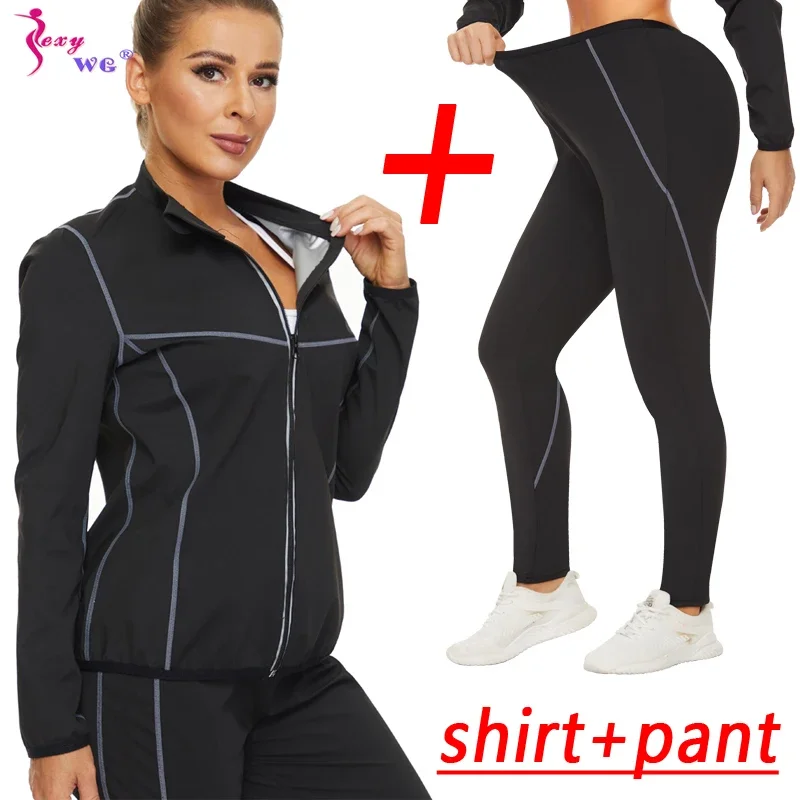 Top Trends: SEXYWG Workout Sauna Suits Yoga Set Waist Trainer Tops + Sweat Pants Women Slimming Body Shaper Fat Burn Set Fitness Weight Loss Shoppable Styles