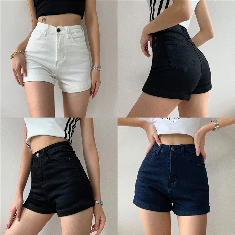 Top Trends: Shorts Women Solid Skinny Korean Style Elasticity New Fashion Slim Sexy Streetwear Denim Summer Hot Short Vinatge Womens Leisure Shoppable Styles