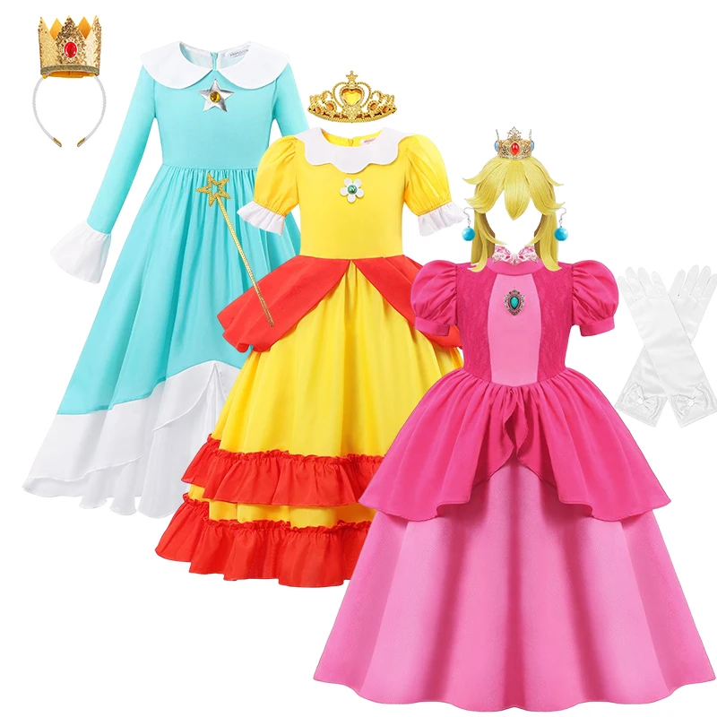 Top Trends: Peach Princess Dress For Girl Cosplay Costume Children Stage Performace Outfits Kids Carnival Fancy Birthday Party Clothes 2-10T Shoppable Styles