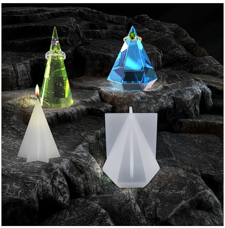 Top Trends: Cone Shape Cubic Pyramid Epoxy Resin Molds Stereoscopic Tower Silicone Mold For DIY Jewelry Making Rings Display Decor Tools Shoppable Styles - Image 3