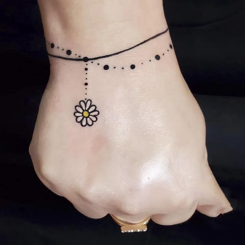 Top Trends: Waterproof Temporary Tattoo Sticker New Craft White Daisy Bracelet Tattoo Flash Tattoo Wrist Female Shoppable Styles