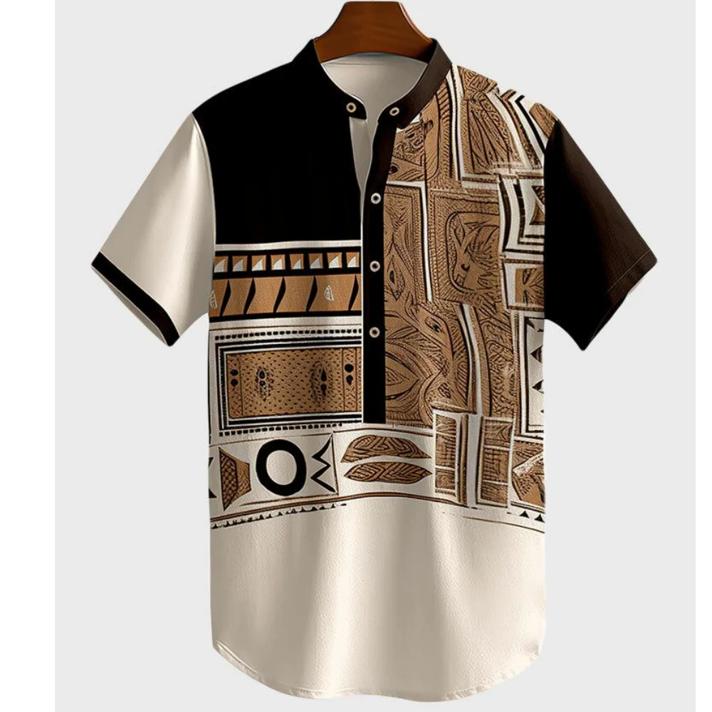 Top Trends: Vintage Henley Men T-Shirt 3d Tribal Style Clothing Oversized Short Sleeve Top Summer Ethnic Streetwear For Male Hawaiian Shirts Shoppable Styles