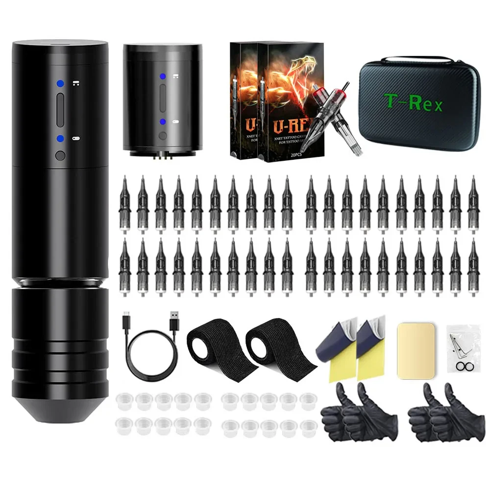 Top Trends: T-Rex NINJA RS Professios Wireless Tattoo Machine Pen Kit Battery Capacity 2400mA Cartridge Rotary Pen Beginners For Artist Body Shoppable Styles