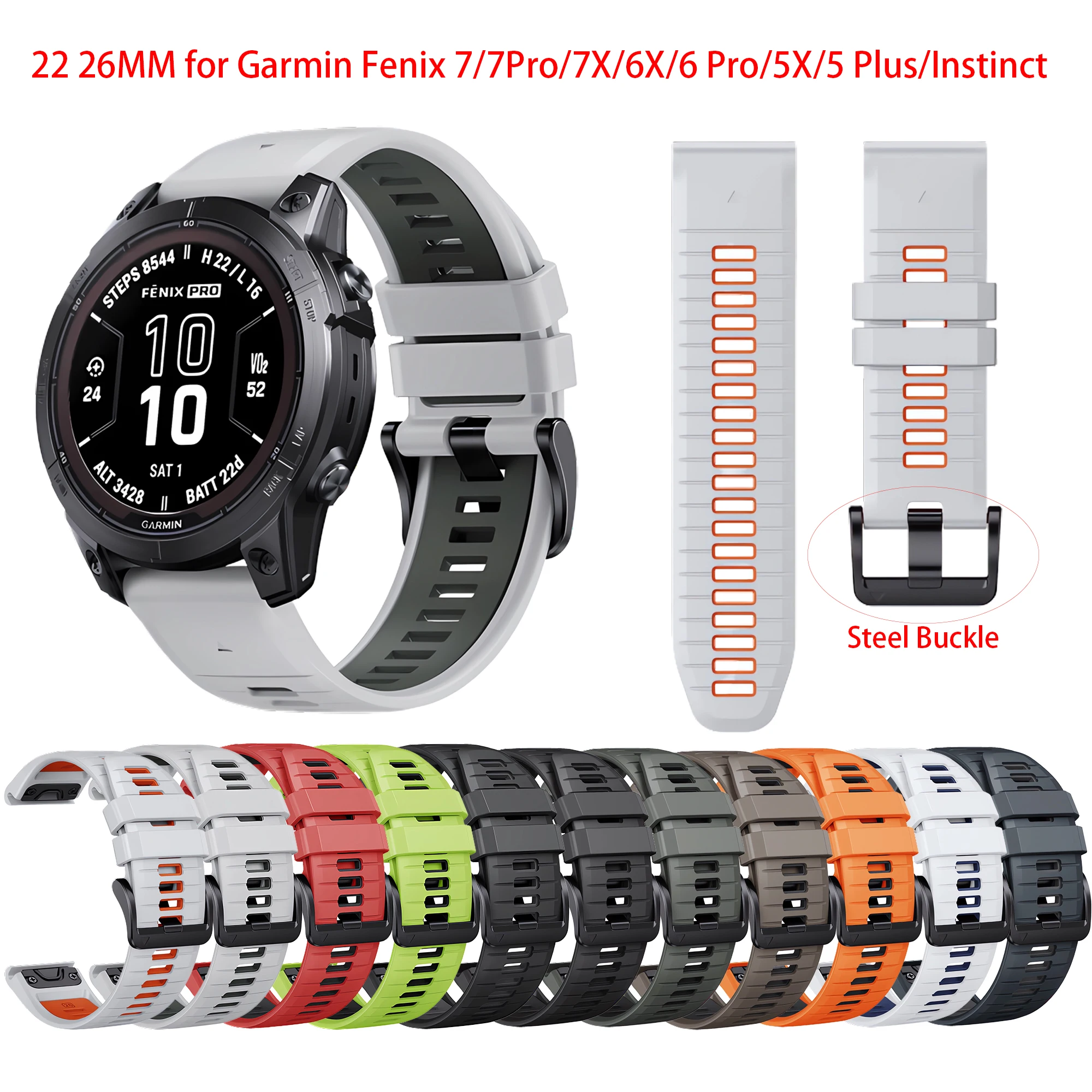 Top Trends: 22 26MM Silicone Watchband Strap For Garmin Fenix 7 / 7Pro / 7X / 6X / 6 Pro / 5X / 5 Plus / Epix / Instinct WristStrap Replaceable Bracelet Shoppable Styles