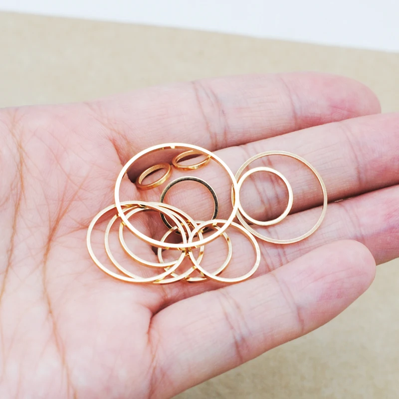 Top Trends: 50pcs / Lot Copper KC Gold Color Round Jewelry Accessories Fashion Contract Geometric Earrings Pendants DIY Making&Finding Shoppable Styles - Image 2