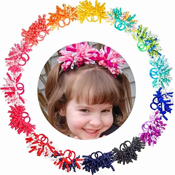 Top Trends: Baby Girls Elastic Hair Ties 3Inch Mix Color Grosgrain Ribbon Curly Korker Bows With Ties For Kids Children Rubber Bands Shoppable Styles