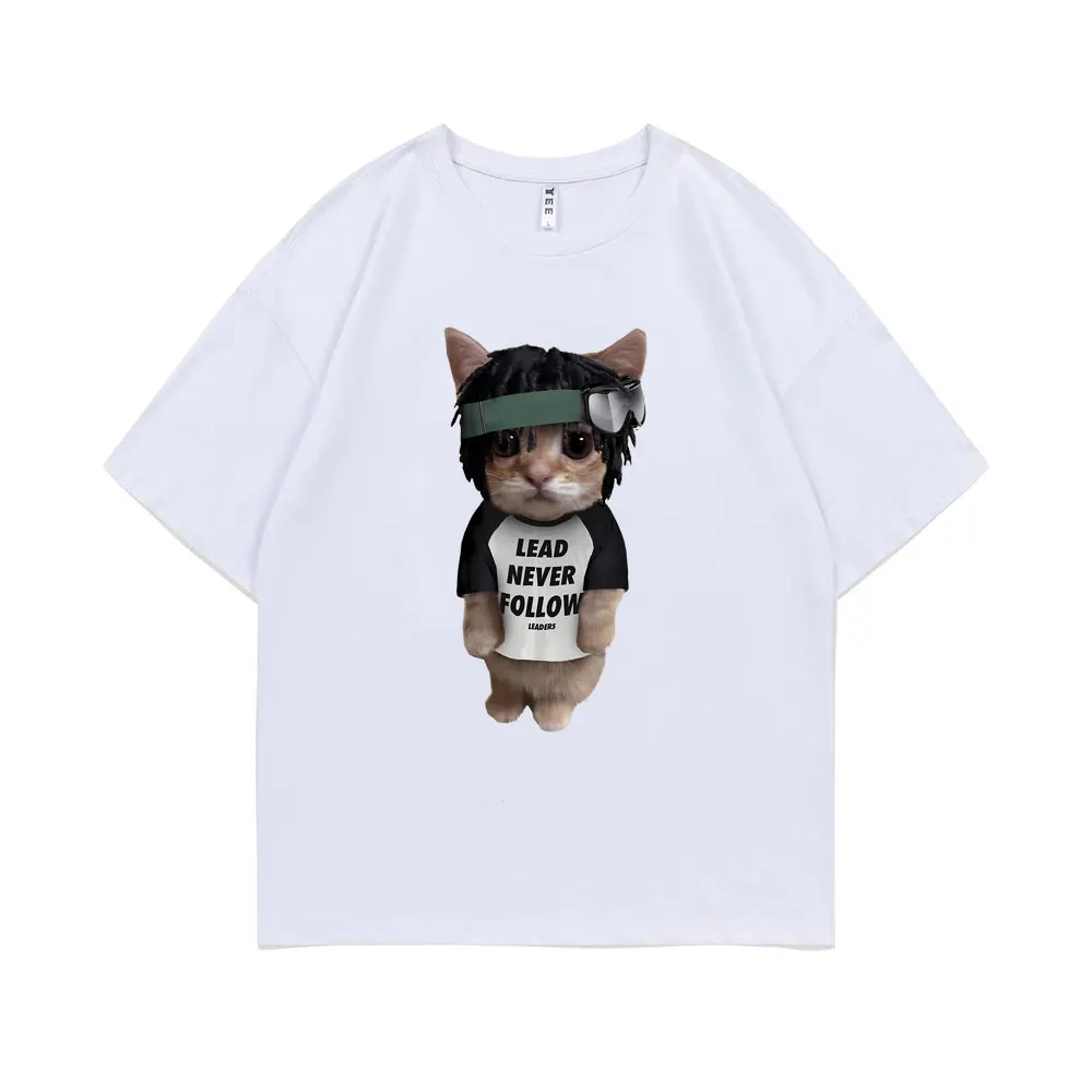 Top Trends: Rapper Chief Keef Kitty Lead Never Follow Printed T Shirt Male 100% Cotton Tshirt Men Funny Tees Men&#039;s Oversized Hip Hop T-shirt Shoppable Styles