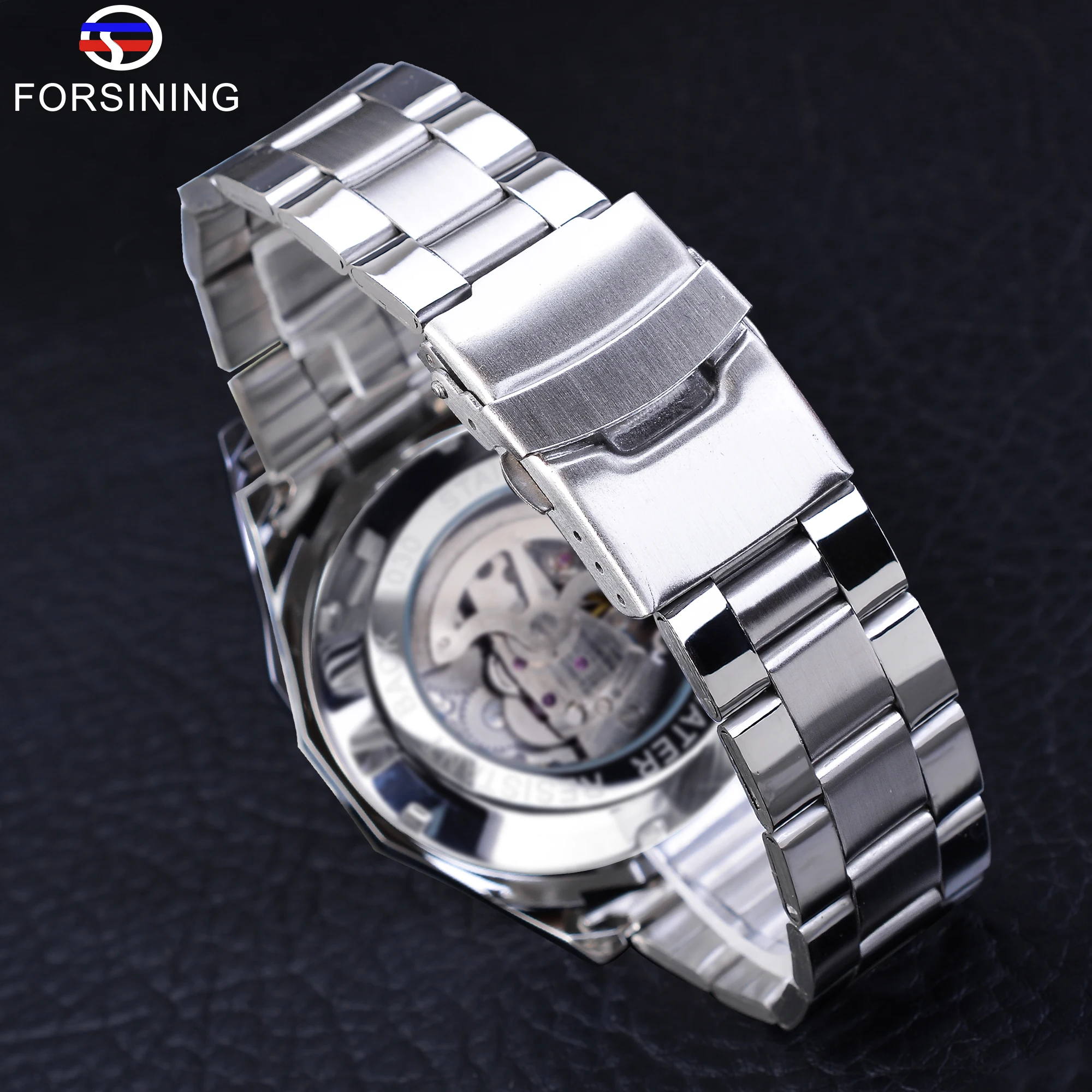 Top Trends: Forsining 2021 Stainless Steel Waterproof Mens Skeleton Watches Top Brand Luxury Transparent Mechanical Sport Male Wrist Watches Shoppable Styles - Image 6