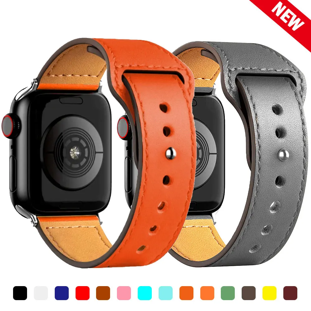 Top Trends: Leather Strap For Apple Watch Band 44mm 40mm 41mm 45mm 42mm 38mm Ultra 49mm Wrist Real Bracelet IWatch Series 8 Se 7 6 5 4 3 Shoppable Styles