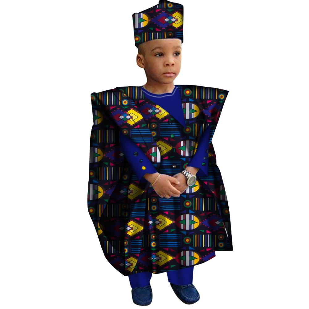 Top Trends: African Clothes With Hat Kids Boy Tops And Pants African Print Clothes For Children Bazin Riche Dashiki Gown Set WYT200 Shoppable Styles