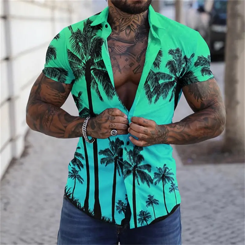 Top Trends: Hawaiian Shirts For Men 3d Coconut Tree Print High-Quality Men&#039;s Clothing Daily Casual Short Sleeved Loose Oversized Shirt Tops Shoppable Styles