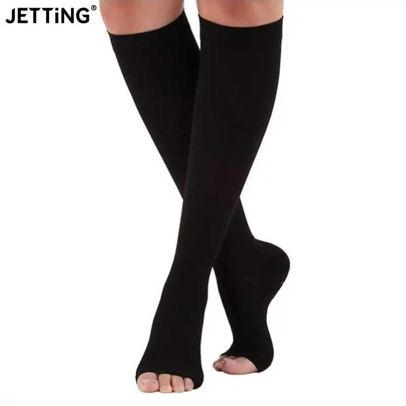 Top Trends: S-XXL Elastic Open Toe Knee High Stockings Calf Compression Stockings Varicose Veins Treat Shaping Graduated Pressure Stockings Shoppable Styles