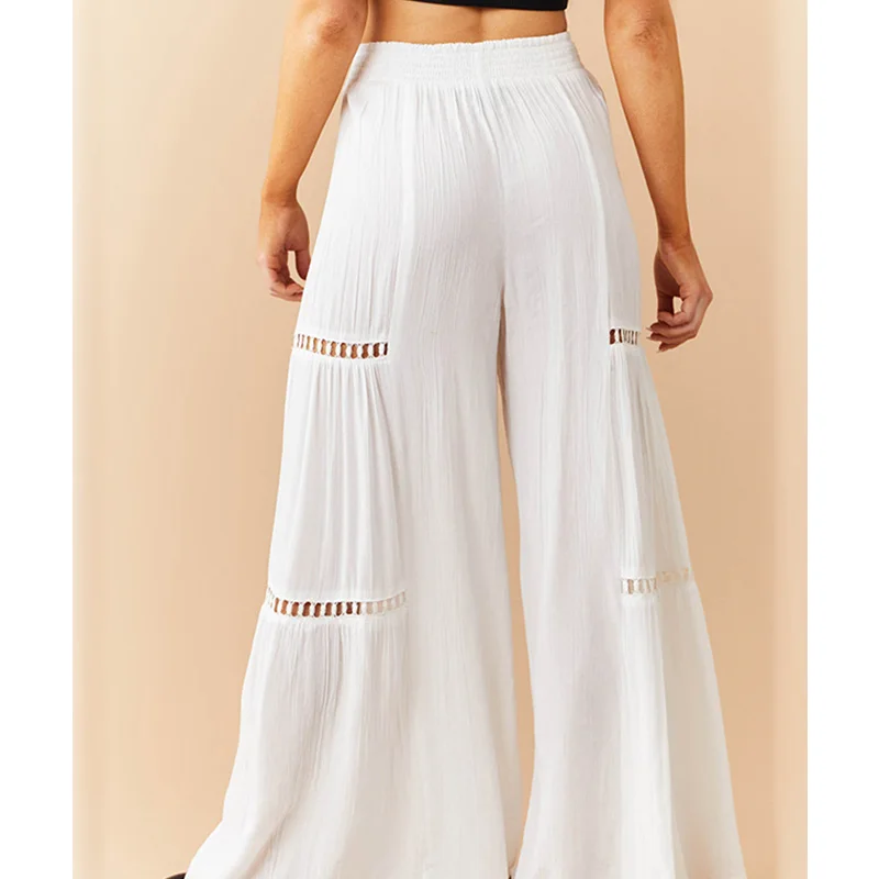 Top Trends: Spring Autumn Lady White Versatile Elastic High Waist Mopping The Floor Trousers Casual Hollow Out Loose Crumpled Wide Leg Pants Shoppable Styles - Image 4