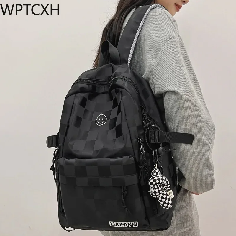 Top Trends: Women Plaid Leisure School Bag Girl Travel Laptop Student Fashion Ladies Nylon College Packet Backpack Female Teenager Book Bags Shoppable Styles