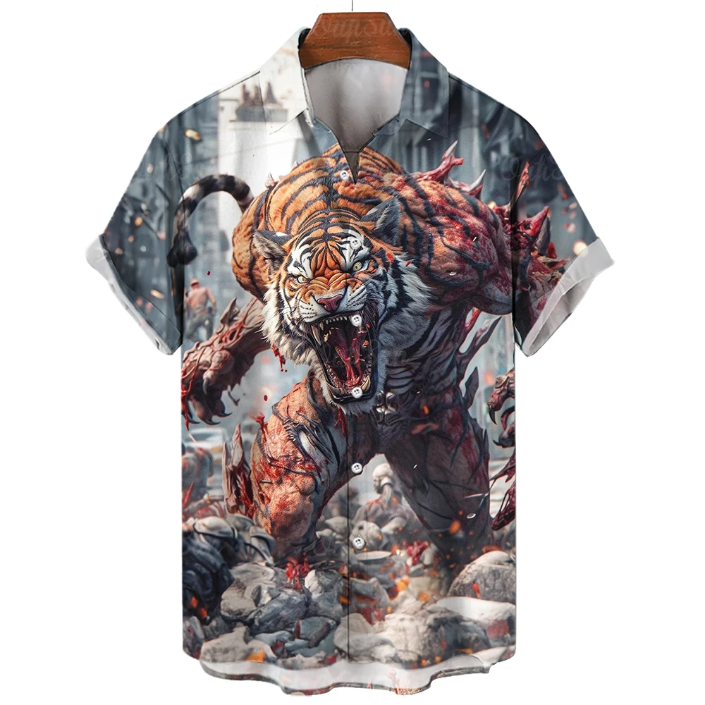 Top Trends: Animal Shirts For Men Orc Warrior Print Men'S Clothing Daily Casual Short Sleeved Street Cool Tees Tops Loose Oversized-Shirts Shoppable Styles