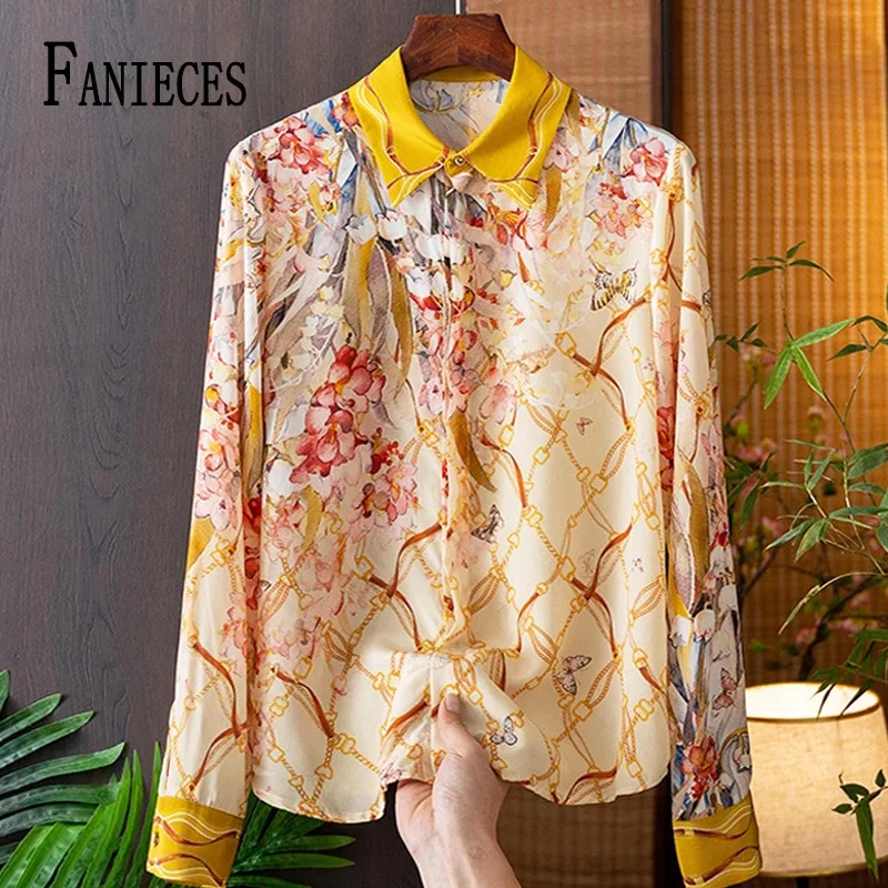 Top Trends: FANIECES Flower Print Women's Shirt Spring Autumn Long Sleeve Blouses Vintage Female Tops Blusa Mujer Moda 2023 قمصان وبلوزات Shoppable Styles