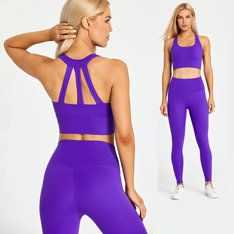 Top Trends: ABS LOLI 2PCS Yoga Set Woman Gym Clothes Workout Sportswear Strappy Sports Bras High Waist Leggings Gym Wear Athletic Sport Suit Shoppable Styles