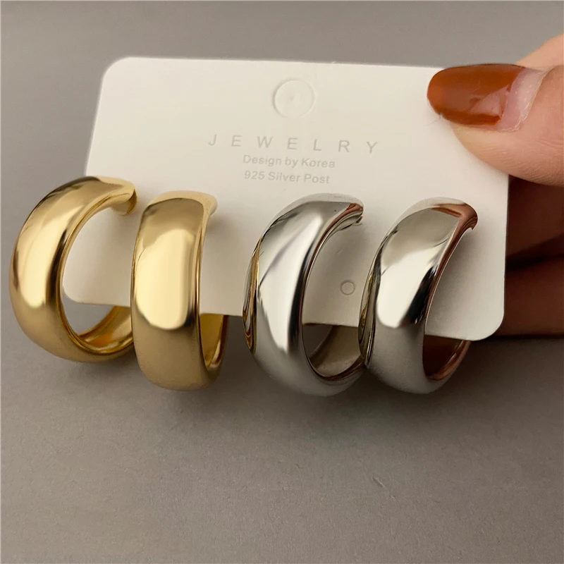 Top Trends: Golden Big Hoop Earrings Korean Geometry Metal Earrings For Women Female Retro Drop Earrings 2021 Trend Fashion Jewelry Shoppable Styles