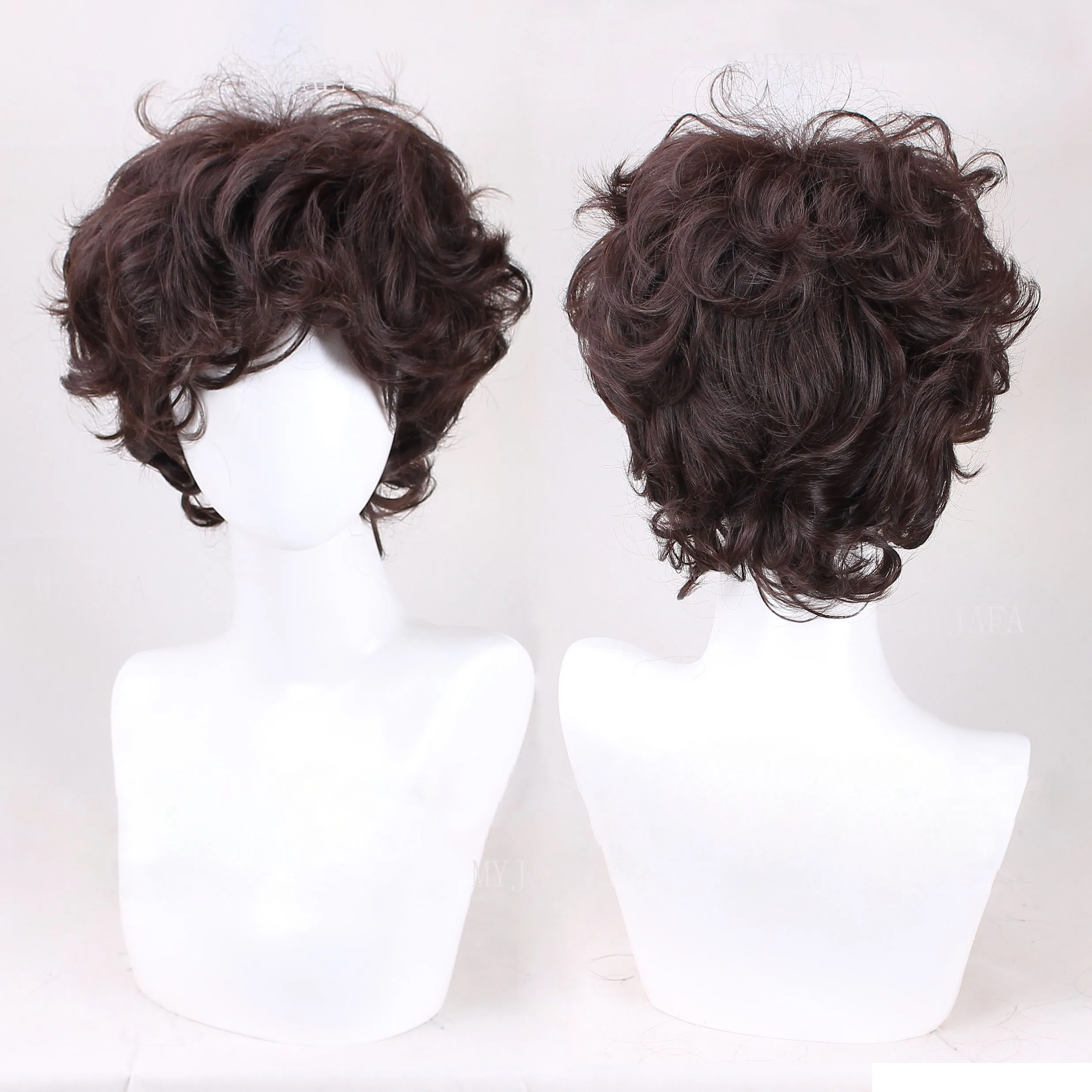 Top Trends: Frodo Baggins Cosplay Wig High Quality Short Brown Curly Heat Resistant Synthetic Hair Anime Role Play Cosplay Wigs + Wig Cap Shoppable Styles