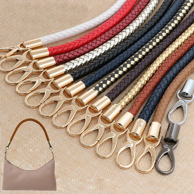 Top Trends: 2pcs PU Leather Braided Rope Handles For Handbag Shoulder Bag Strap Handmade Bag DIY Accessories Alloy Metal Hook Buckle KZ0346 Shoppable Styles