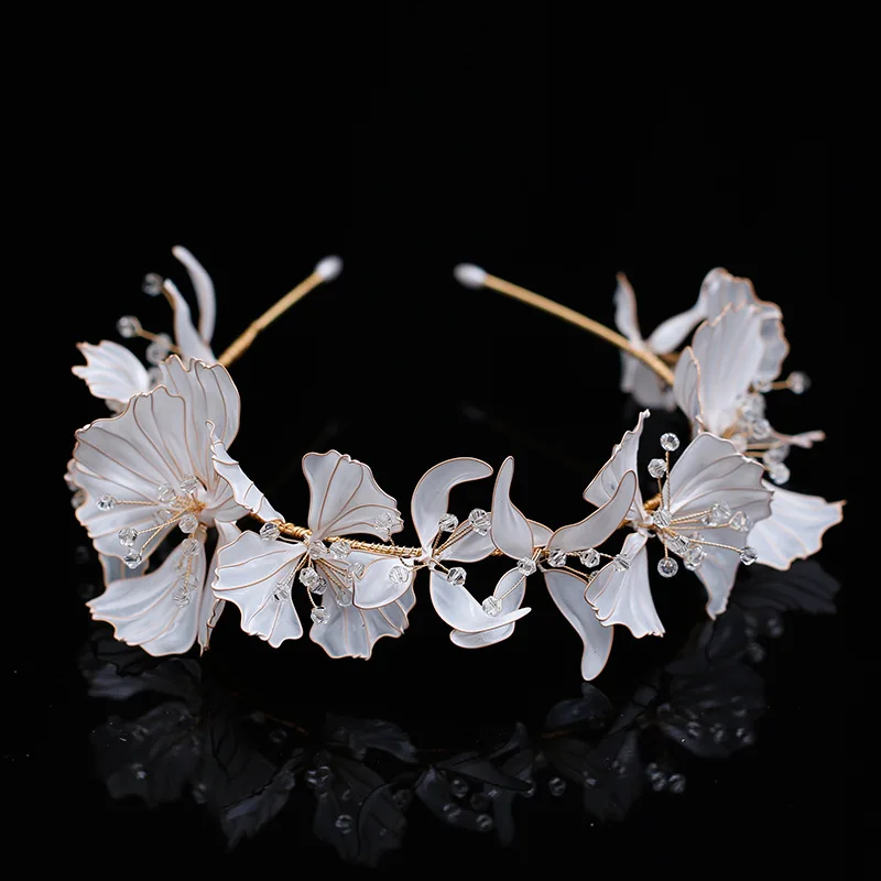 Top Trends: Beauty Bridal Flower Hairband, Delicate Handmade Heat Shrink Sheet Crystal Hair Ornament, Fashion Wedding Photo Hair Accessories Shoppable Styles