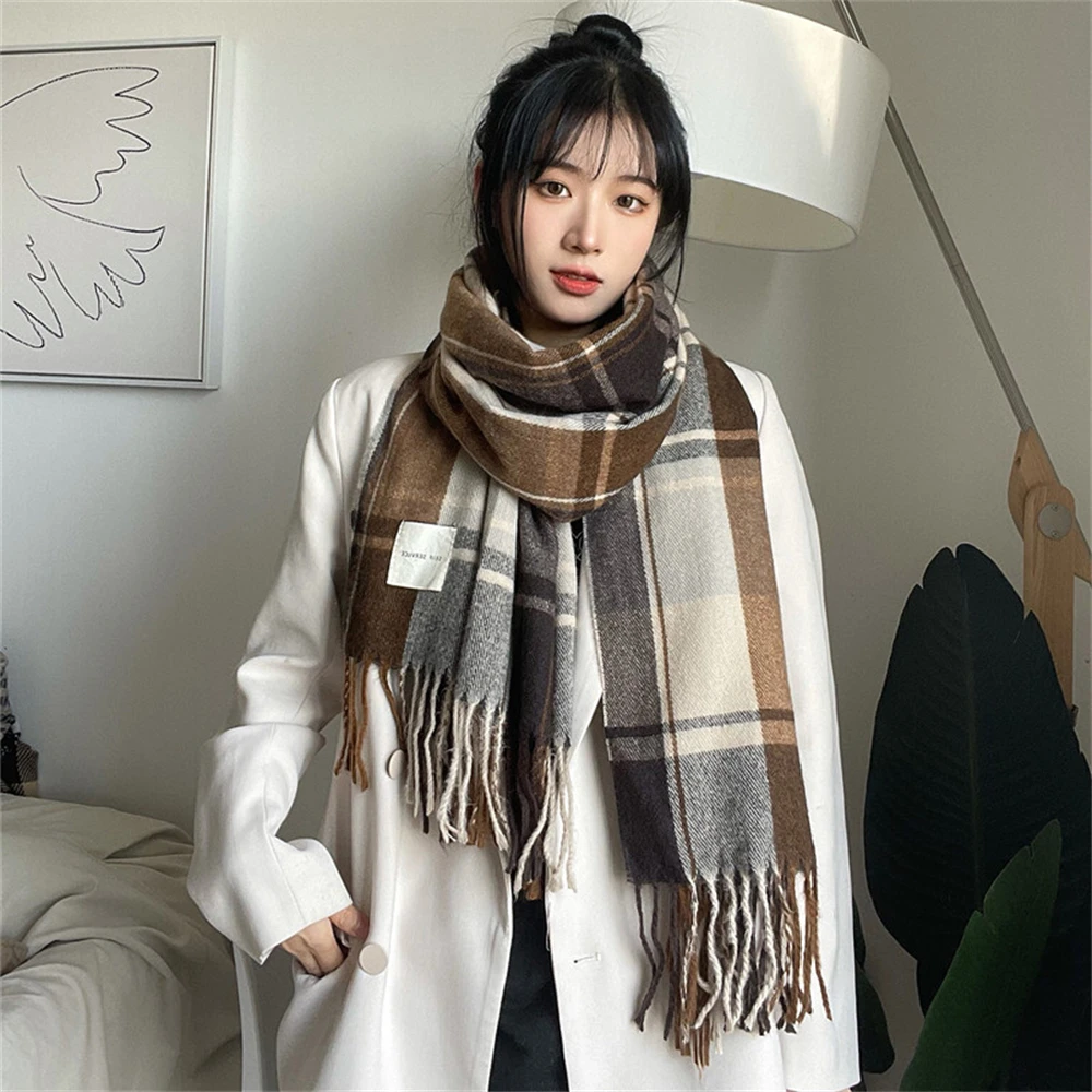 Top Trends: New Korean Version Of Lattice Scarf Autumn And Winter Students Thicken Warm Shawl Cute Couple Scarf CN028 Shoppable Styles