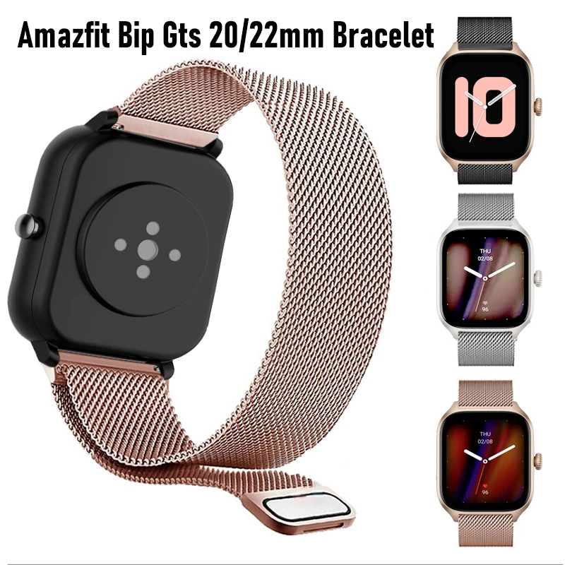 Top Trends: Metal Strap For For Amazfit GTS / 2 / 2e / 4 / GTS2 Mini / 3 / GTR 4 / 3 / 2 / 47mm 20mm 22mm Magnetic Milanese Loop Bracelet Correa Amazfit Bip Shoppable Styles