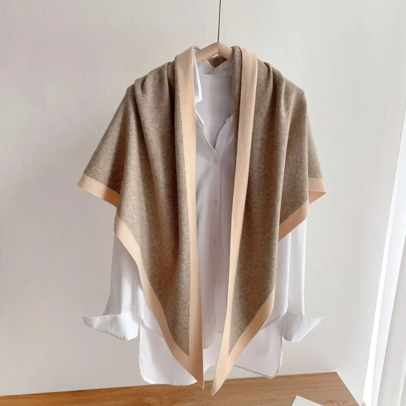 Top Trends: New Double-sided Cashmere Knitted Shawl Solid Color Fashion Triangle Scarf Cloak Windproof Warm Neck Protection Accessories Shoppable Styles